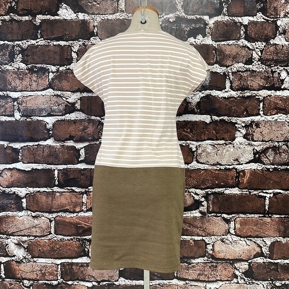 Lalu T-Shirt Dress Tan Brown Stripes Size Medium - Picture 7 of 12
